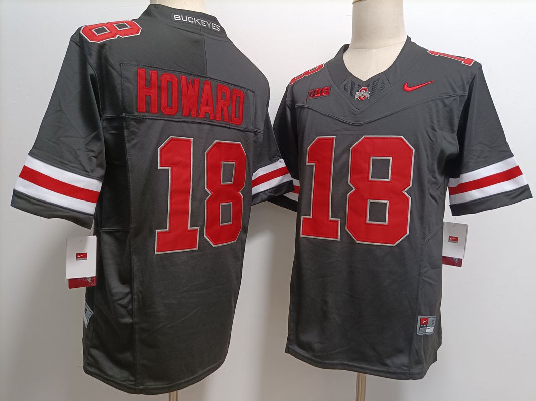 Men Ohio State Buckeyes #18 Howard Black Nike 2025 NCAA Jersey